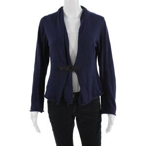 Bibelot Women Dark Blue Cotton Blazer Long Sleeve Classic Size M